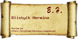 Blistyik Hermina névjegykártya